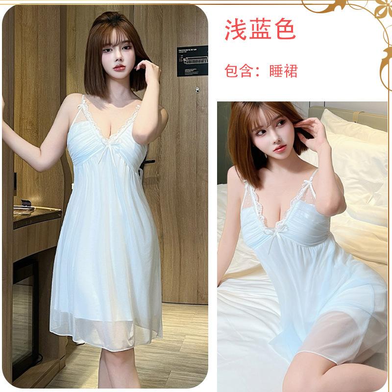 Pure lace mesh stitching suspender chest pad nightdress girl cute sexy home pajamas one size fits all светло-синий
Pure lace mesh stitching suspender chest pad nightdress girl cute sexy home pajamas one size fits all светло-синий