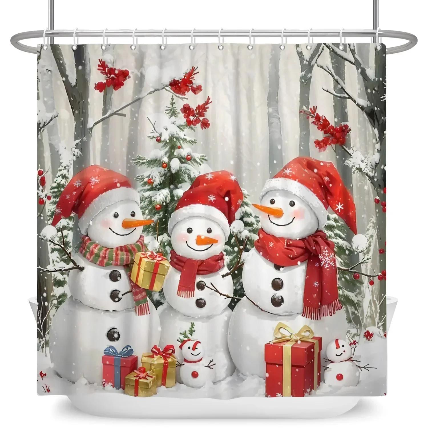 Merry Christmas Shower Curtain Winter Snow Christmas Tree Polyester Fabric Bathroom Curtain Waterproof Bathtub Screen With Hooks W60H190(CM)-1 Pcs
Merry Christmas Shower Curtain Winter Snow Christmas Tree Polyester Fabric Bathroom Curtain Waterproof Bathtub Screen With Hooks W60H190(CM)-1 Pcs