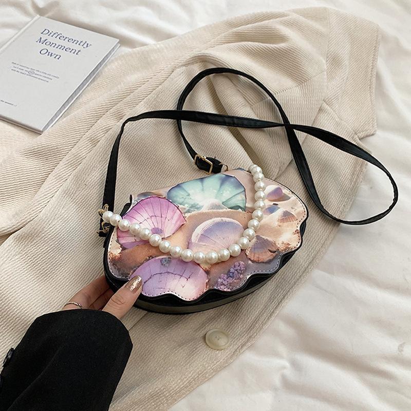 2024 летняя новая модная сумка-мессенджер, простая сумка-ракушка, повседневная простая модная ретро-сумка через плечо чёрный