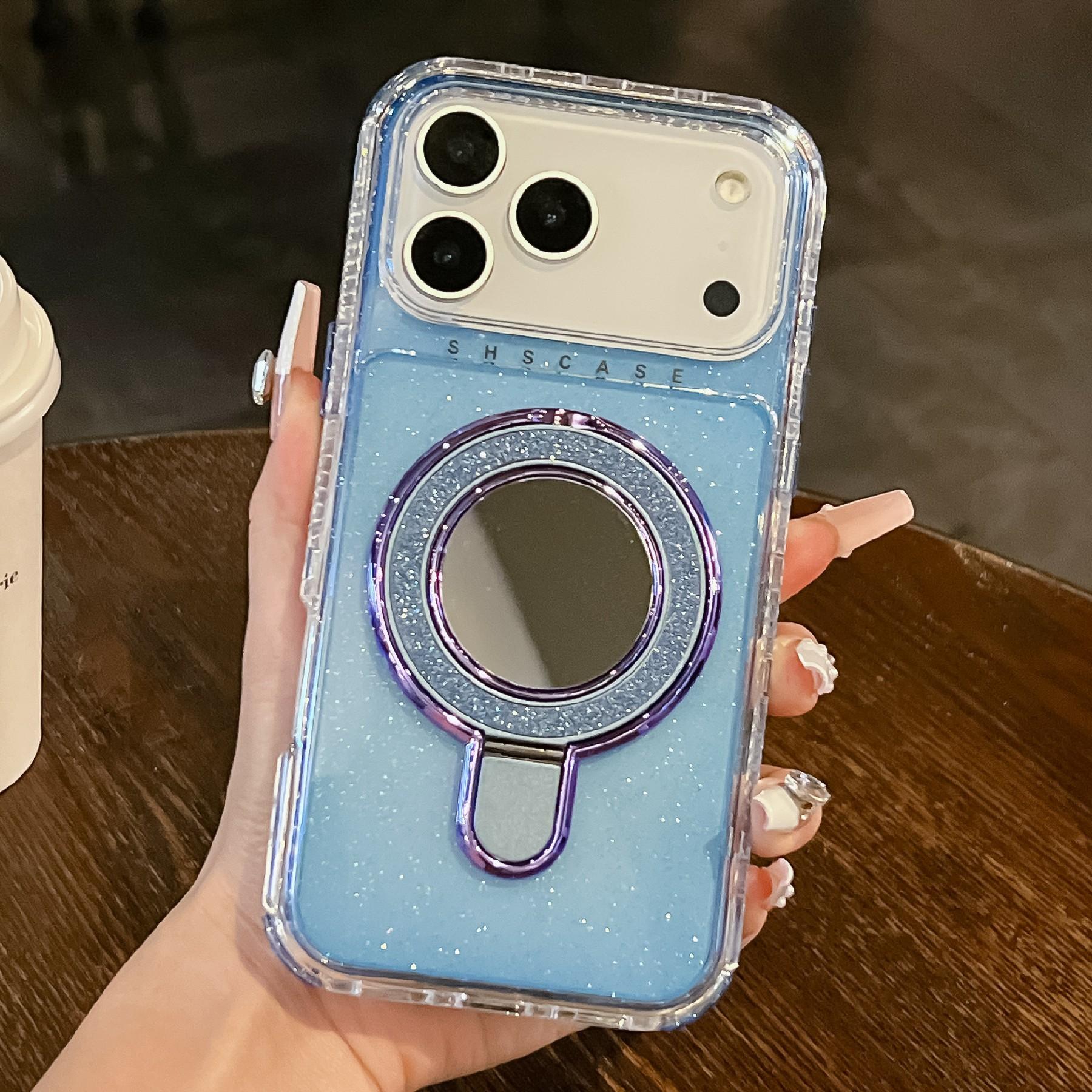For iPhone 17 Pro Max Magnetic Case Kickstand Glitter Design PC + TPU Phone Back Cover with Mirror
For iPhone 17 Pro Max Magnetic Case Kickstand Glitter Design PC + TPU Phone Back Cover with Mirror