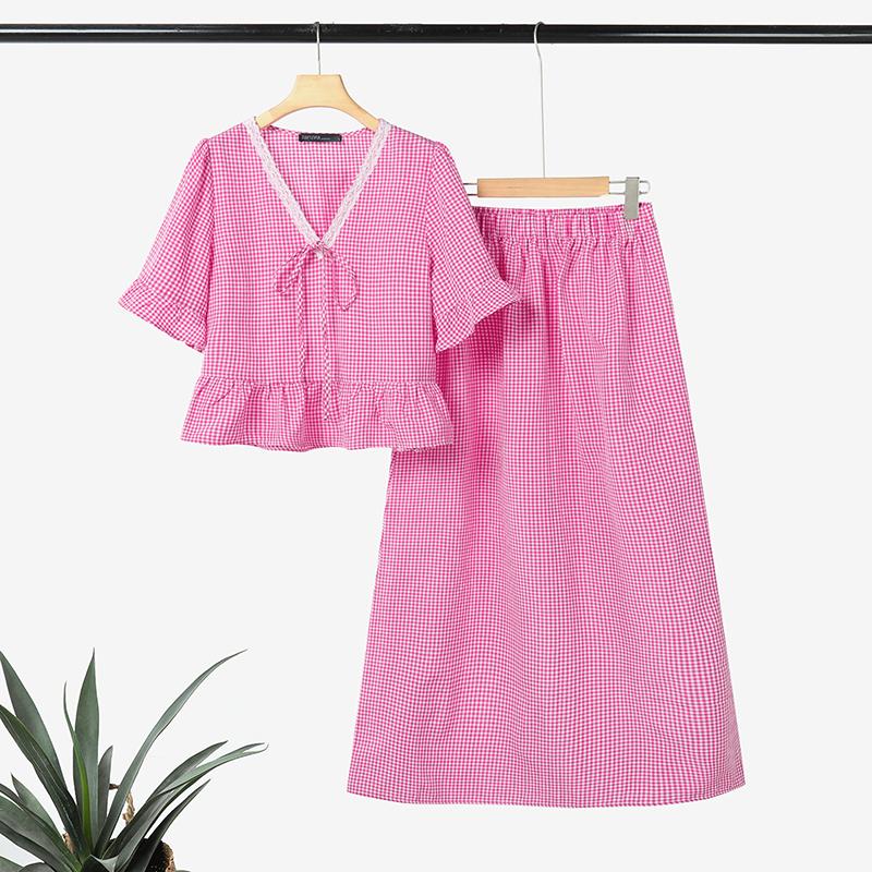 ZANZEA Женская блузка с коротким рукавом и длинные юбки в клетку, летние комплекты из двух предметов 5XL
ZANZEA Женская блузка с коротким рукавом и длинные юбки в клетку, летние комплекты из двух предметов 5XL