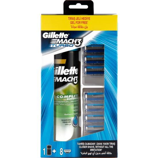 Сменная бритва Gillette Mach3 Turbo, 8 шт. (Гель для бритья 200 мл с подарком!)