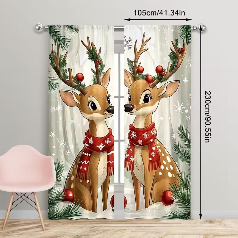 Set Of 2 Christmas Decoration Elk Print Curtains Suitable Bedroom Living Room Home Window Curtain For Great Made Polyester W100*H70(CM)-Hooks&2PCS
Set Of 2 Christmas Decoration Elk Print Curtains Suitable Bedroom Living Room Home Window Curtain For Great Made Polyester W100*H70(CM)-Hooks&2PCS