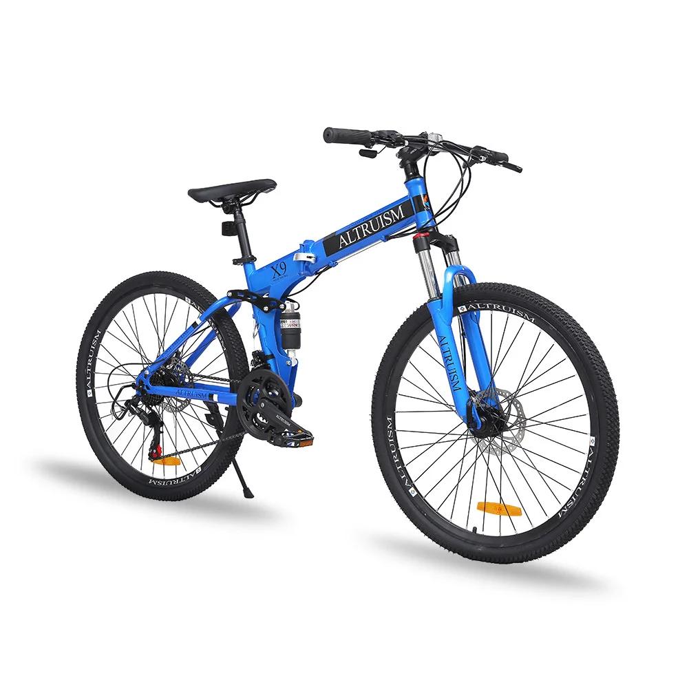 Складаний гірський велосипед X9 з 21 швидкістю Shimano – 26 повнопідвісний MTB з подвійними дисковими гальмами, сталева рама для чоловіків, жінок та дітей 21 синій
Складаний гірський велосипед X9 з 21 швидкістю Shimano – 26 повнопідвісний MTB з подвійними дисковими гальмами, сталева рама для чоловіків, жінок та дітей 21 синій