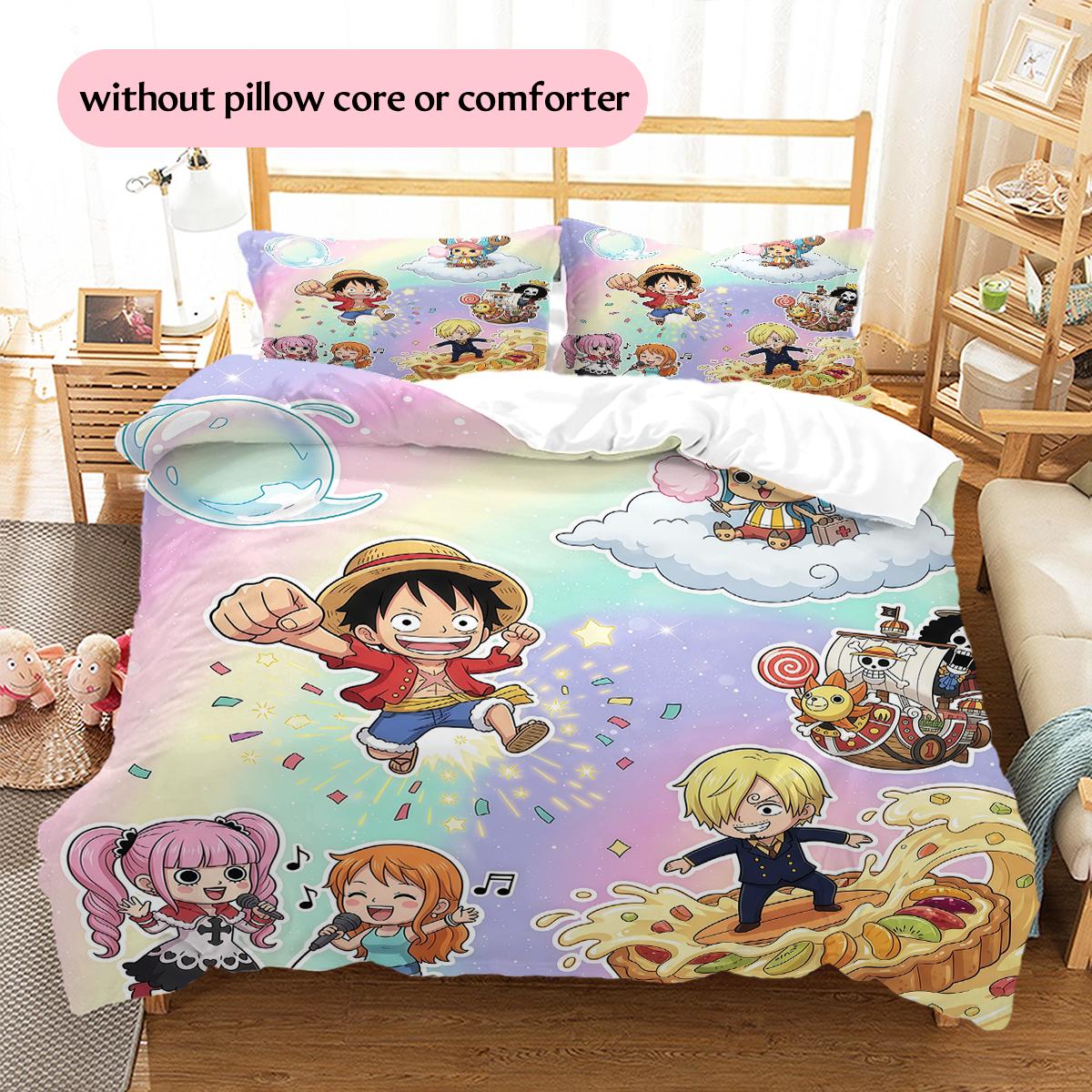 Cute One Piece characters Pattern Bedding Quilt Set Home Decoration Gift (1 * duvet cover + 2 * pillowcase without core) 135x200cm
Cute One Piece characters Pattern Bedding Quilt Set Home Decoration Gift (1 * duvet cover + 2 * pillowcase without core) 135x200cm