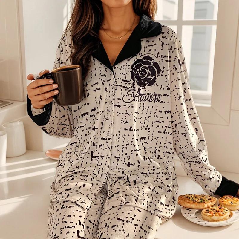 Женская бархатная пижама, комплект с брюками, домашняя одежда, осенне-зимний бархатный комплект из 2 предметов, повседневная домашняя пижама с принтом M
Женская бархатная пижама, комплект с брюками, домашняя одежда, осенне-зимний бархатный комплект из 2 предметов, повседневная домашняя пижама с принтом M