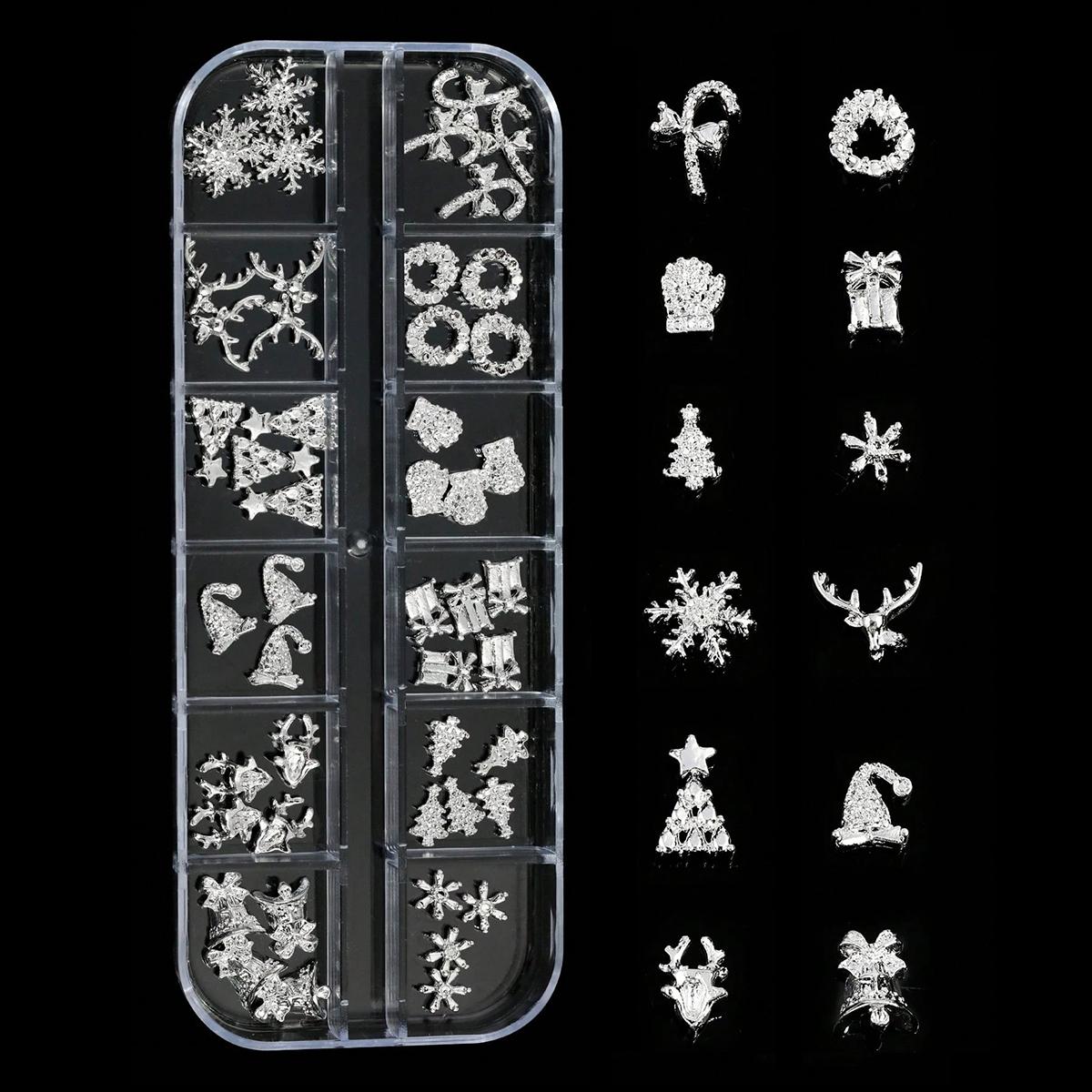 48pcs 3D Nail Charms Mix Assorted Gold Silver Nail Charms Alloy Multi Shapes Heart Flower Snowflake Flakes For Nail Art Manicure
48pcs 3D Nail Charms Mix Assorted Gold Silver Nail Charms Alloy Multi Shapes Heart Flower Snowflake Flakes For Nail Art Manicure
