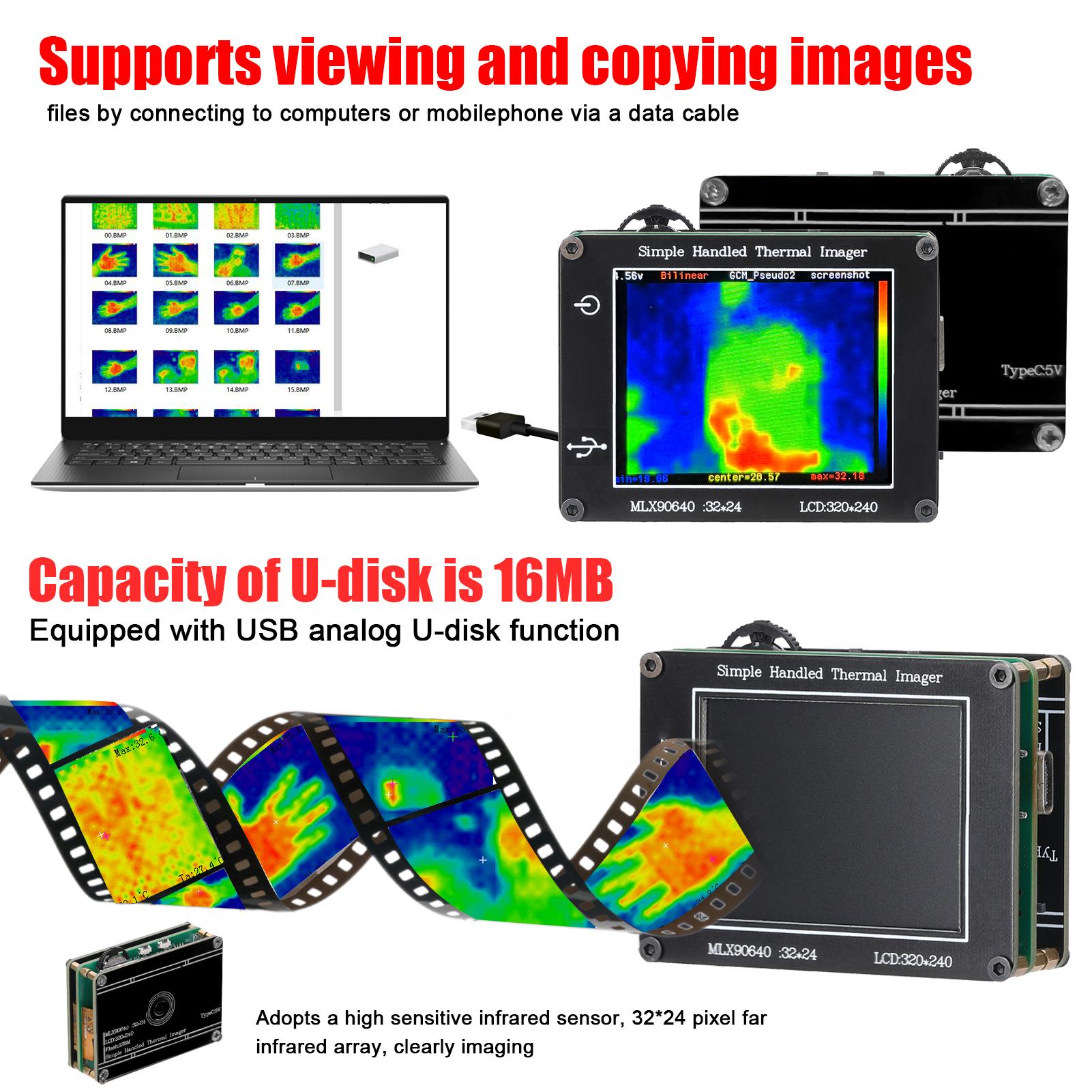 Thermal Imager Simple Handheld 2.0 Inch LCD Color Screen 240*320 Resolution Thermal Imager for Automotive Parts Temperature Detection
Thermal Imager Simple Handheld 2.0 Inch LCD Color Screen 240*320 Resolution Thermal Imager for Automotive Parts Temperature Detection