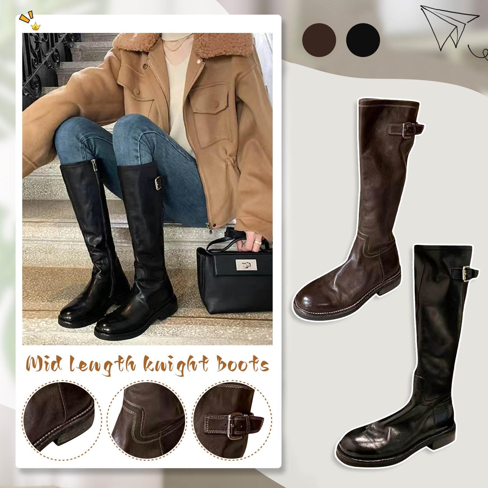 Autumn And Winter Long Boots Thick Sole Mid-tube Knight Boots Side Zipper Belt Buckle High Boots Long Boots 35 чёрный 
Autumn And Winter Long Boots Thick Sole Mid-tube Knight Boots Side Zipper Belt Buckle High Boots Long Boots 35 чёрный
