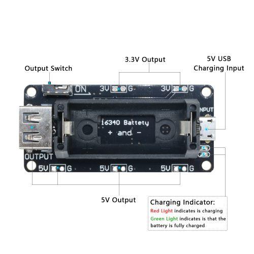 ESP8266 ESP32 Power Supply Rechargeable Dual 16340 Lithium Battery Charger Shield Module Output 3.3V 5V for Arduino R3
ESP8266 ESP32 Power Supply Rechargeable Dual 16340 Lithium Battery Charger Shield Module Output 3.3V 5V for Arduino R3