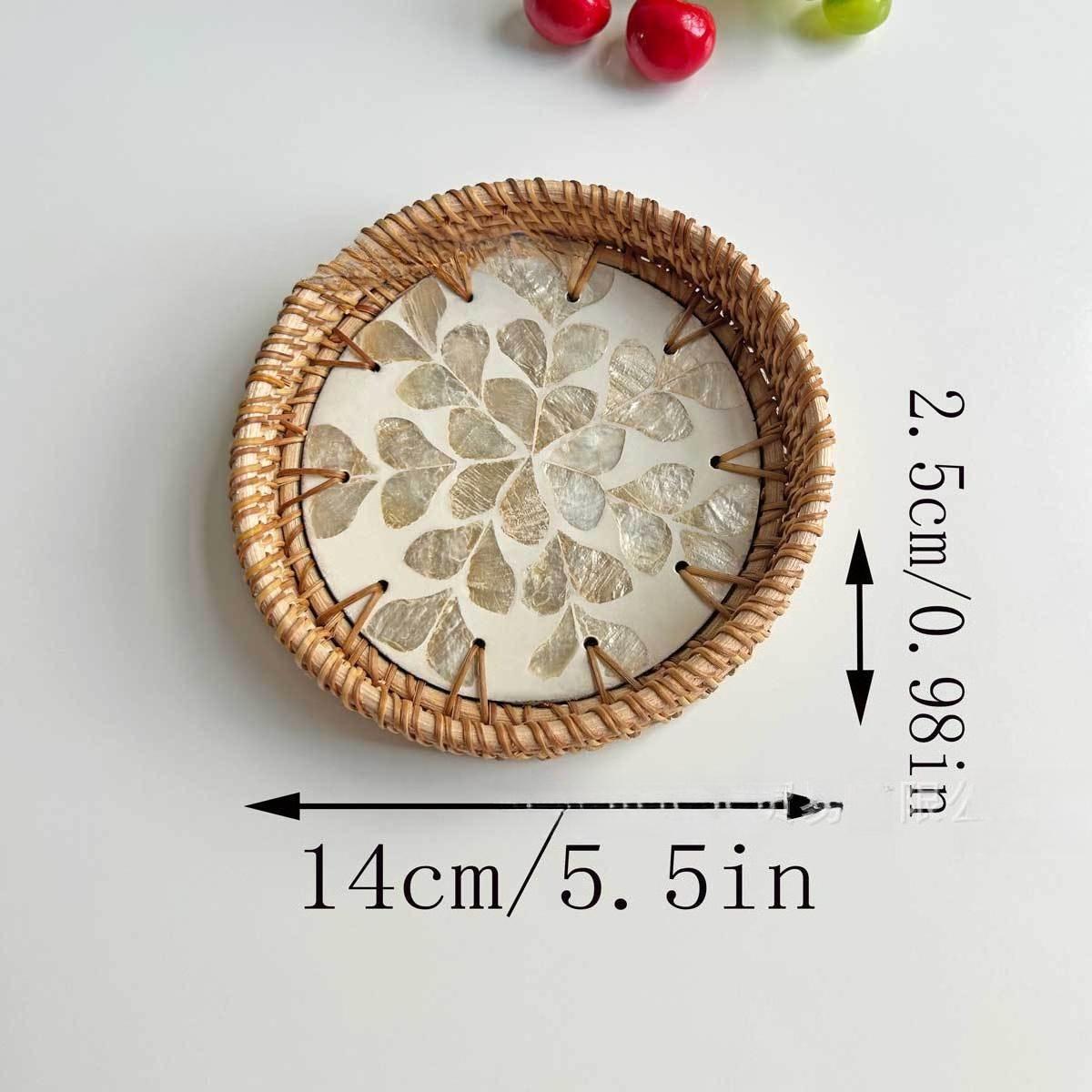 Rattan Shell Tray Living Room Snack Storage Tray Pastry Tea Tray Round Shell Storage Tray Fruit Basket Home Decoration 14x2.5cm
Rattan Shell Tray Living Room Snack Storage Tray Pastry Tea Tray Round Shell Storage Tray Fruit Basket Home Decoration 14x2.5cm