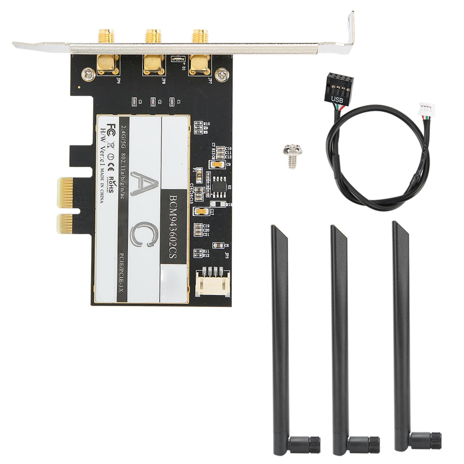 Wireless Card 802.11AC WiFi + for Bluetooth 4.0 Desktop WLAN Card PCI E + 3 Antenna BCM943602CS
Wireless Card 802.11AC WiFi + for Bluetooth 4.0 Desktop WLAN Card PCI E + 3 Antenna BCM943602CS