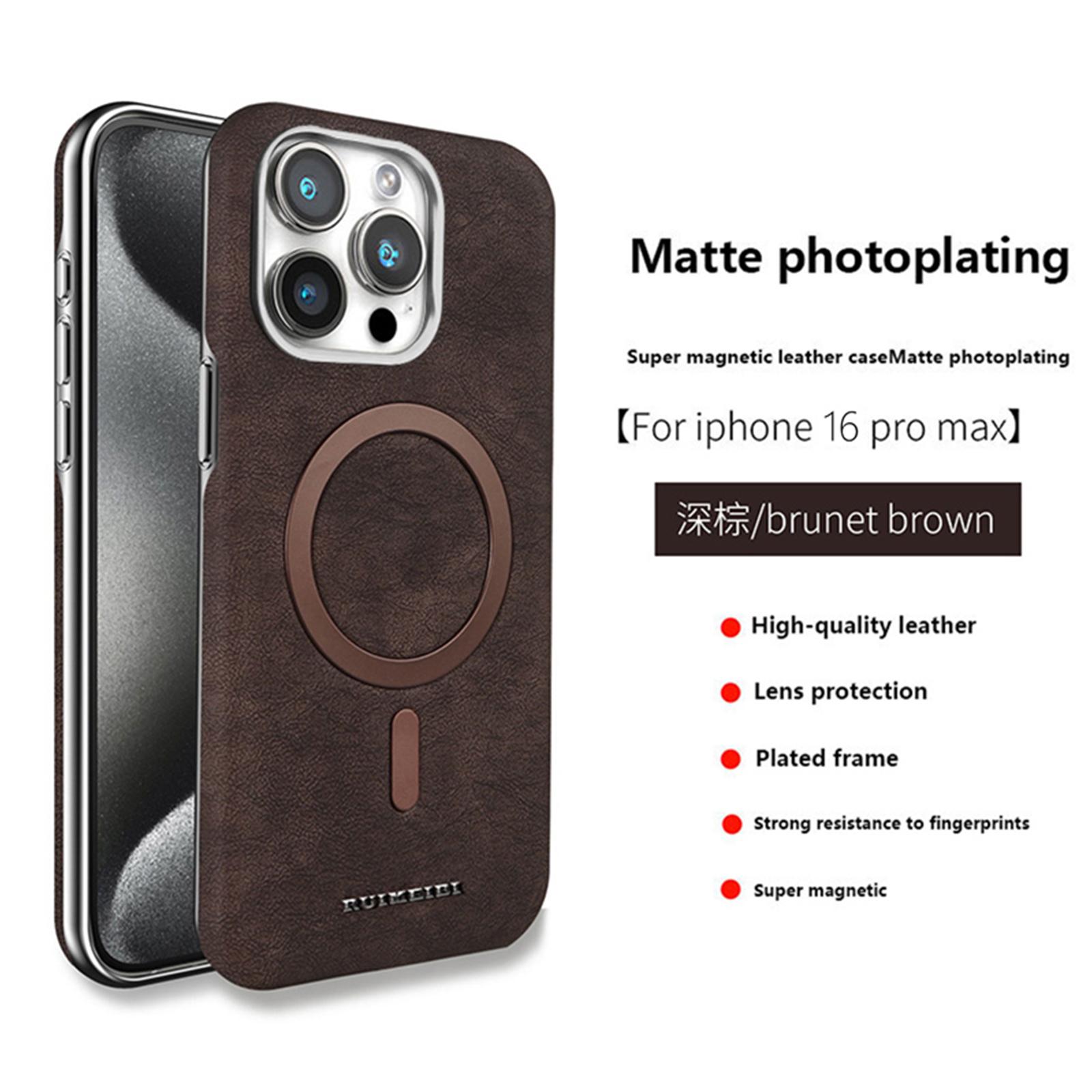 Strong Magnetic Charging Matte Leather Case for iPhone 16 Pro Max 15 14 Plus 13 12 Pro Plating Lens/Button/Bumper Phone Cover For iPhone16plus кавовий
Strong Magnetic Charging Matte Leather Case for iPhone 16 Pro Max 15 14 Plus 13 12 Pro Plating Lens/Button/Bumper Phone Cover For iPhone16plus кавовий