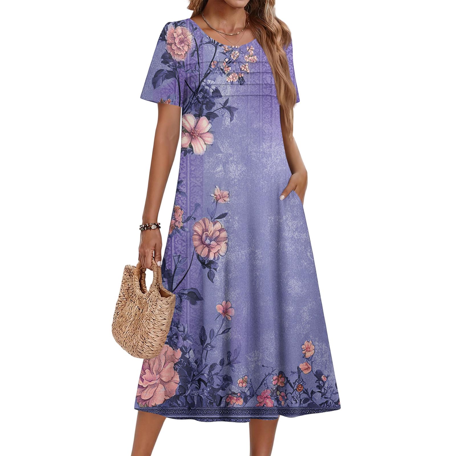 Ladies Floral Printed Casual And Fashionable Short Sleeved Round Neck Dress XXXL
Ladies Floral Printed Casual And Fashionable Short Sleeved Round Neck Dress XXXL