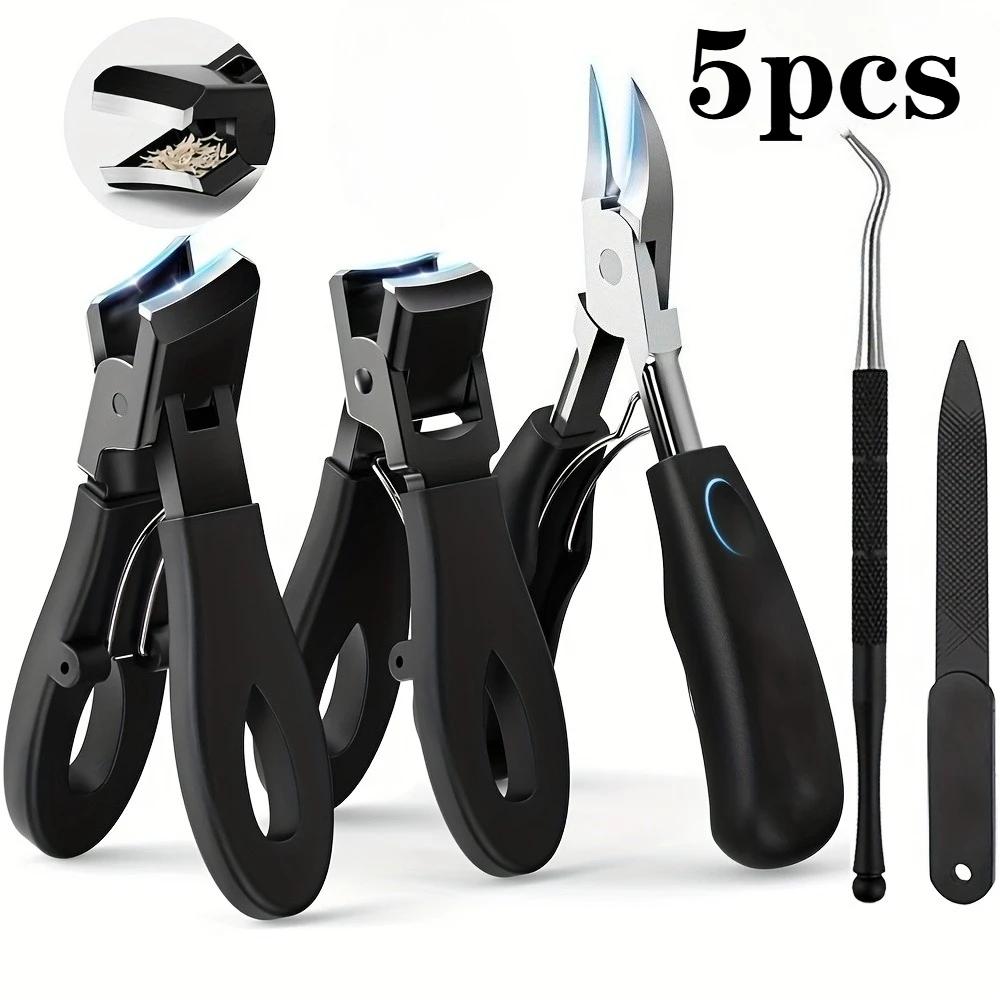 5pc Modern Stainless Steel Toenail Clippers Set with Ergonomic Handle,Includes Wide Mouth Angled Scissors,Nail File Cuticle Tool
5pc Modern Stainless Steel Toenail Clippers Set with Ergonomic Handle,Includes Wide Mouth Angled Scissors,Nail File Cuticle Tool