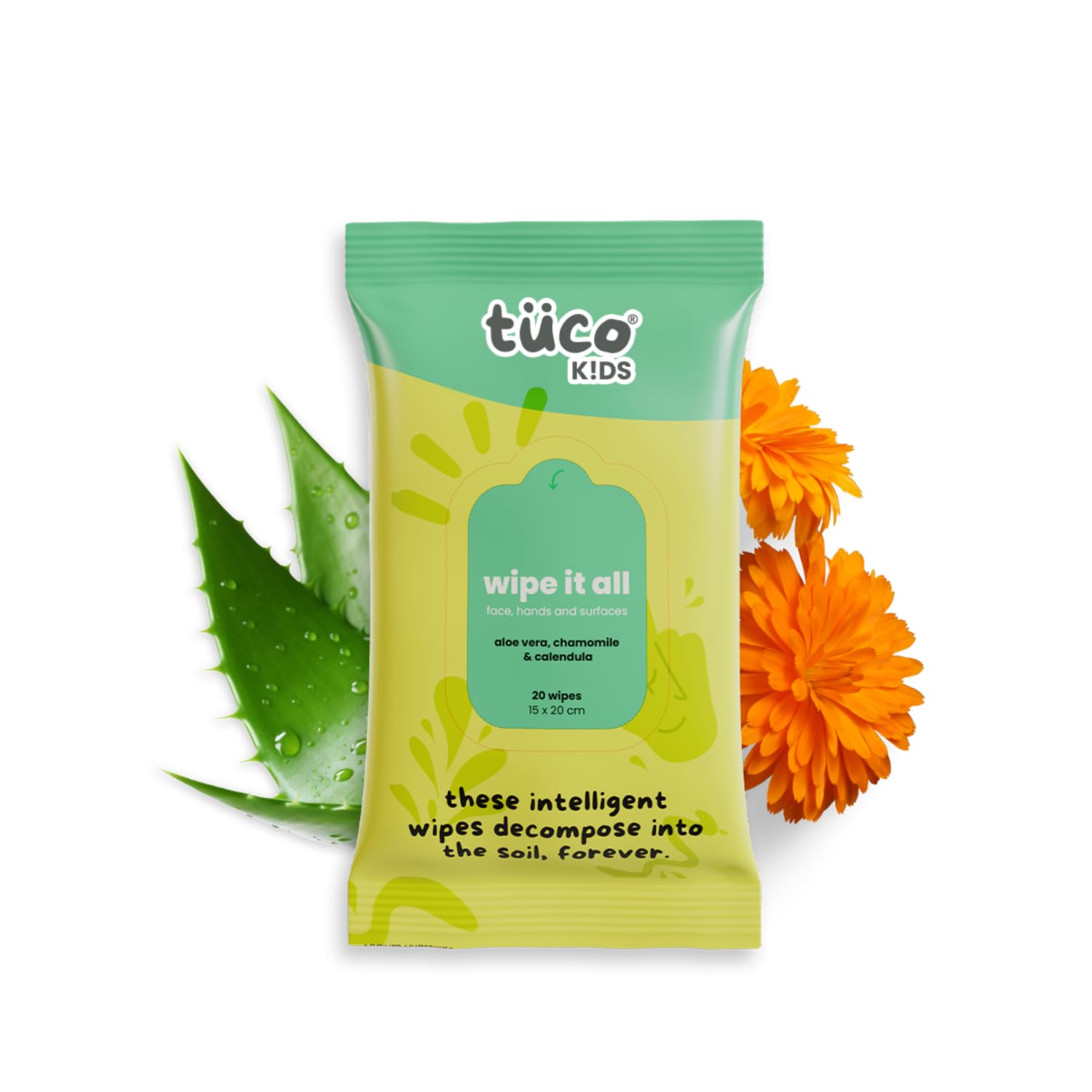 Детские салфетки TuCo® Wipe it all для лица, рук и поверхностей для детей в возрасте 3+ лет, обогащенные алоэ вера и календулой - 20 салфеток (Пакет из 1)
Детские салфетки TuCo® Wipe it all для лица, рук и поверхностей для детей в возрасте 3+ лет, обогащенные алоэ вера и календулой - 20 салфеток (Пакет из 1)