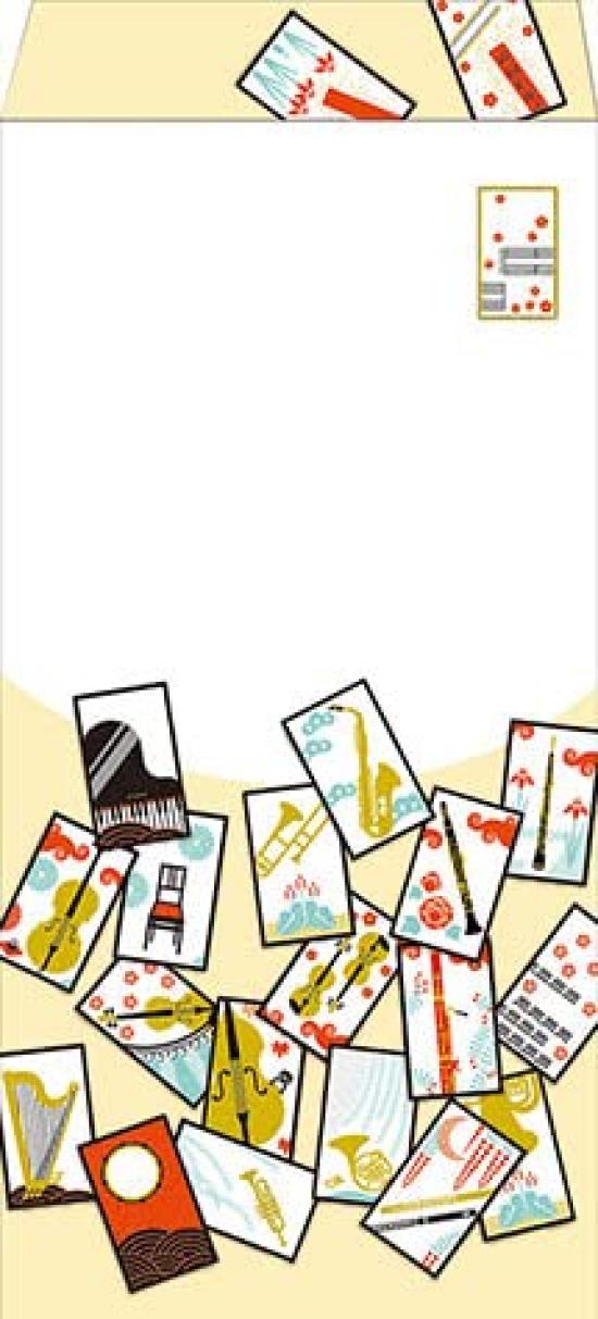 Конверт A Музыкальный инструмент Ханафуда узор - 5 частей Контрастный дизайн 
Конверт A Музыкальный инструмент Ханафуда узор - 5 частей Контрастный дизайн