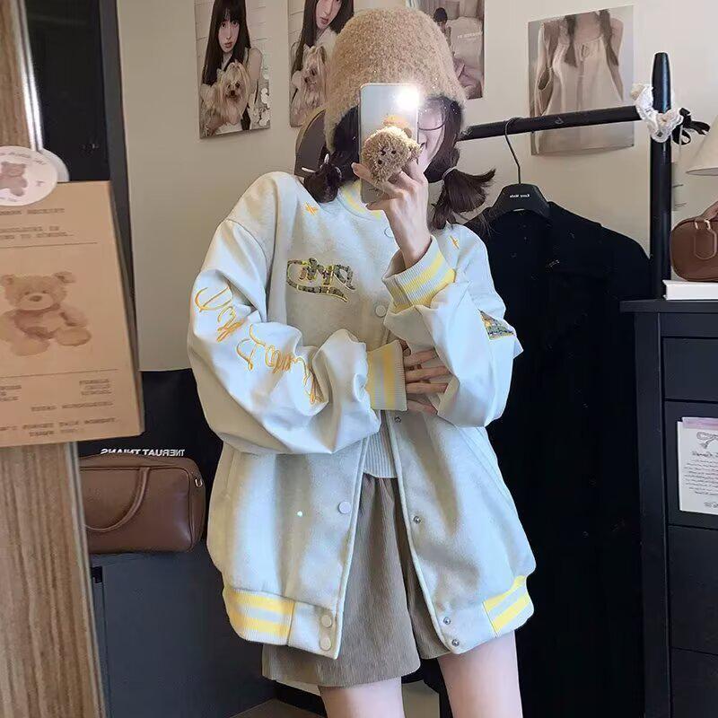 Women s Oversized Retro Colorblock Embroidered Baseball Jacket - Spring Collection M: Height 155-165CM (Weight 95-108 lbs)
Women s Oversized Retro Colorblock Embroidered Baseball Jacket - Spring Collection M: Height 155-165CM (Weight 95-108 lbs)
