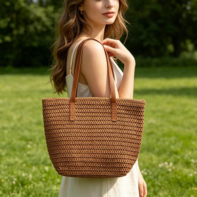 Bohemian Woven Straw Tote Bags with Leather Handles, Summer Beach Handbag Shoulder Bag for Women, Vacati Casual Daily Outdoor хакі
Bohemian Woven Straw Tote Bags with Leather Handles, Summer Beach Handbag Shoulder Bag for Women, Vacati Casual Daily Outdoor хакі