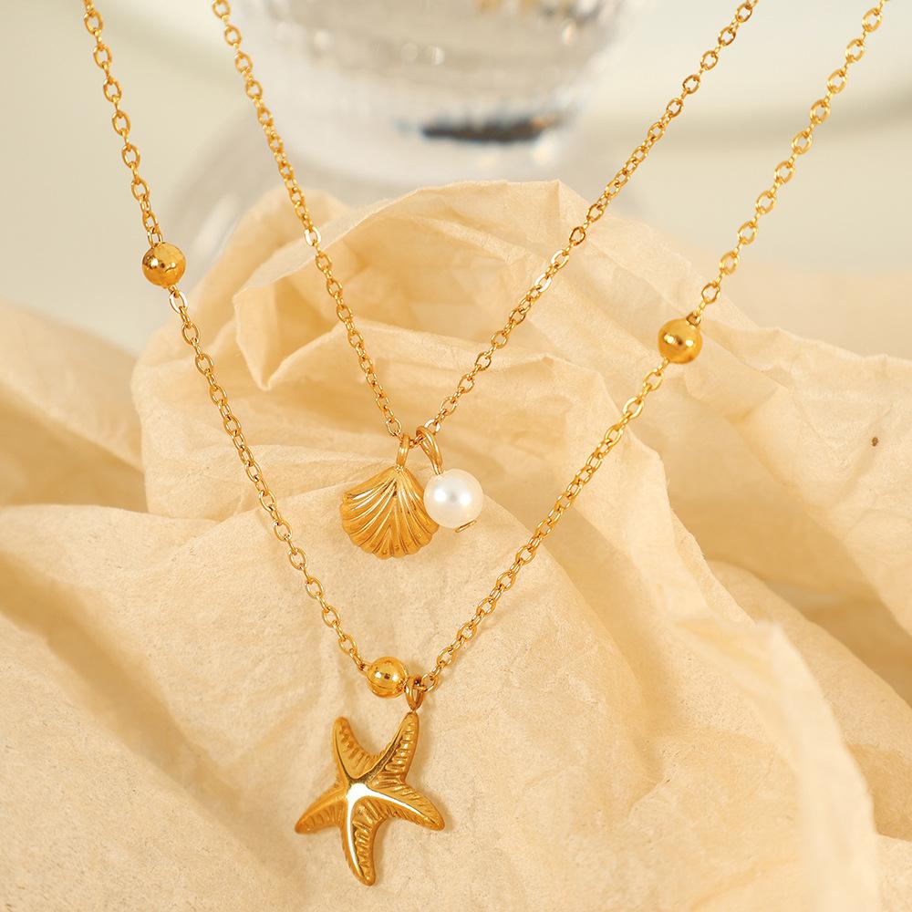 2026 High Color Retention Double-layer Starfish Shell Summer Resort Style Clavicle Chain Stacked Necklace Vacuum Plated 18K Gold 45CM
2026 High Color Retention Double-layer Starfish Shell Summer Resort Style Clavicle Chain Stacked Necklace Vacuum Plated 18K Gold 45CM