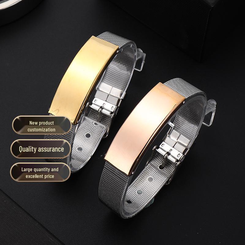 Adjustable Engraved Black & Rose Gold Stainless Steel Mesh Bracelet Bangle for Men & Women, DIY Handmade Jewelry.
Adjustable Engraved Black & Rose Gold Stainless Steel Mesh Bracelet Bangle for Men & Women, DIY Handmade Jewelry.