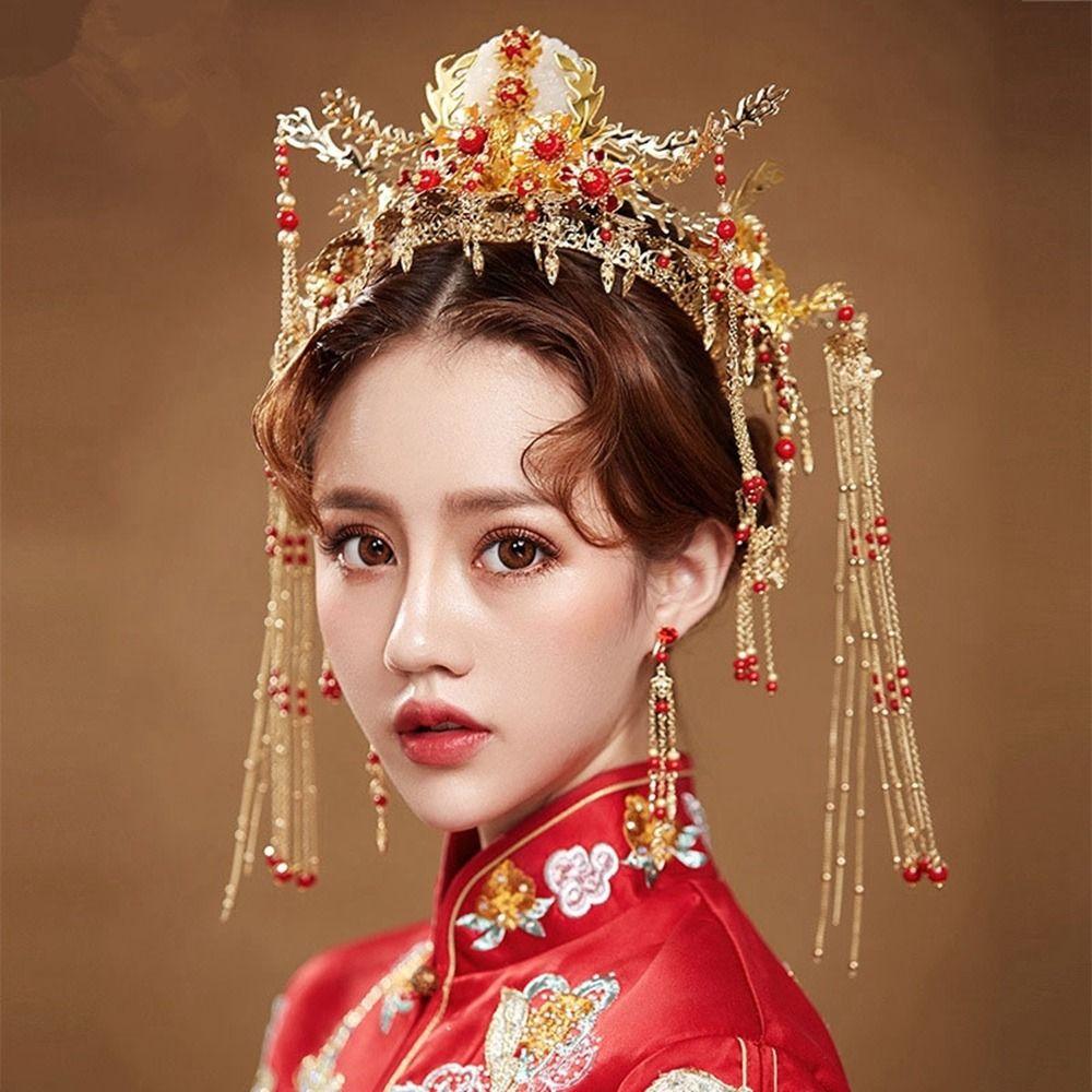 Hair Ornament Red Wedding Headdress Chinese Style Headwear Bride Crown Ancient Style Headdress B
Hair Ornament Red Wedding Headdress Chinese Style Headwear Bride Crown Ancient Style Headdress B