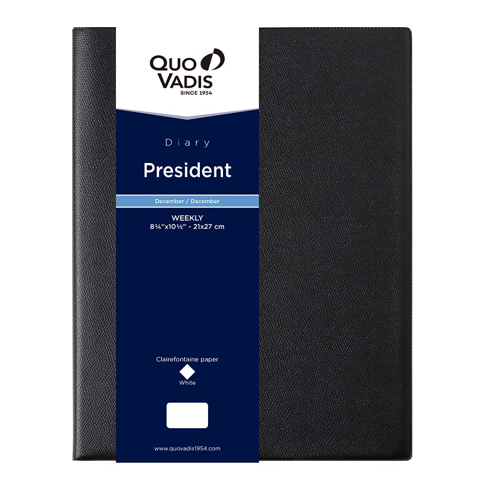 QUOVADIS President/Unpara 2026 Weekly Vertical Diary (Starts December 2025, A4 Variant 21x27cm, English Version) black qv01601bk
QUOVADIS President/Unpara 2026 Weekly Vertical Diary (Starts December 2025, A4 Variant 21x27cm, English Version) black qv01601bk