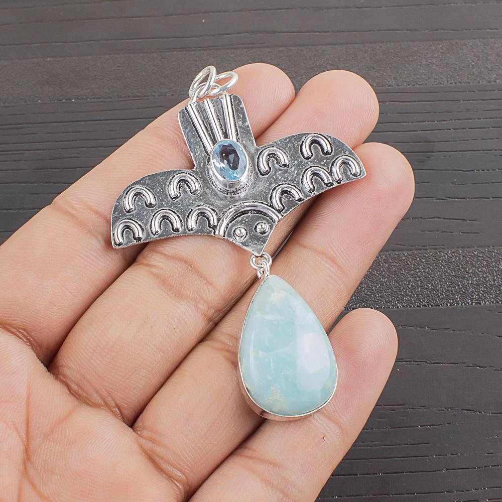 Natural Amazonite Gemstone 925 Sterling Silver Jewelry Designer Pendant 2.5 AJP-2314
Natural Amazonite Gemstone 925 Sterling Silver Jewelry Designer Pendant 2.5 AJP-2314