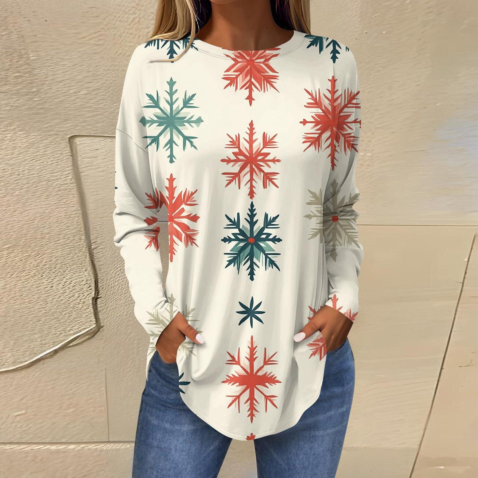 Женская повседневная футболка больших размеров с длинными рукавами и круглым вырезом с рождественским принтом M
Женская повседневная футболка больших размеров с длинными рукавами и круглым вырезом с рождественским принтом M