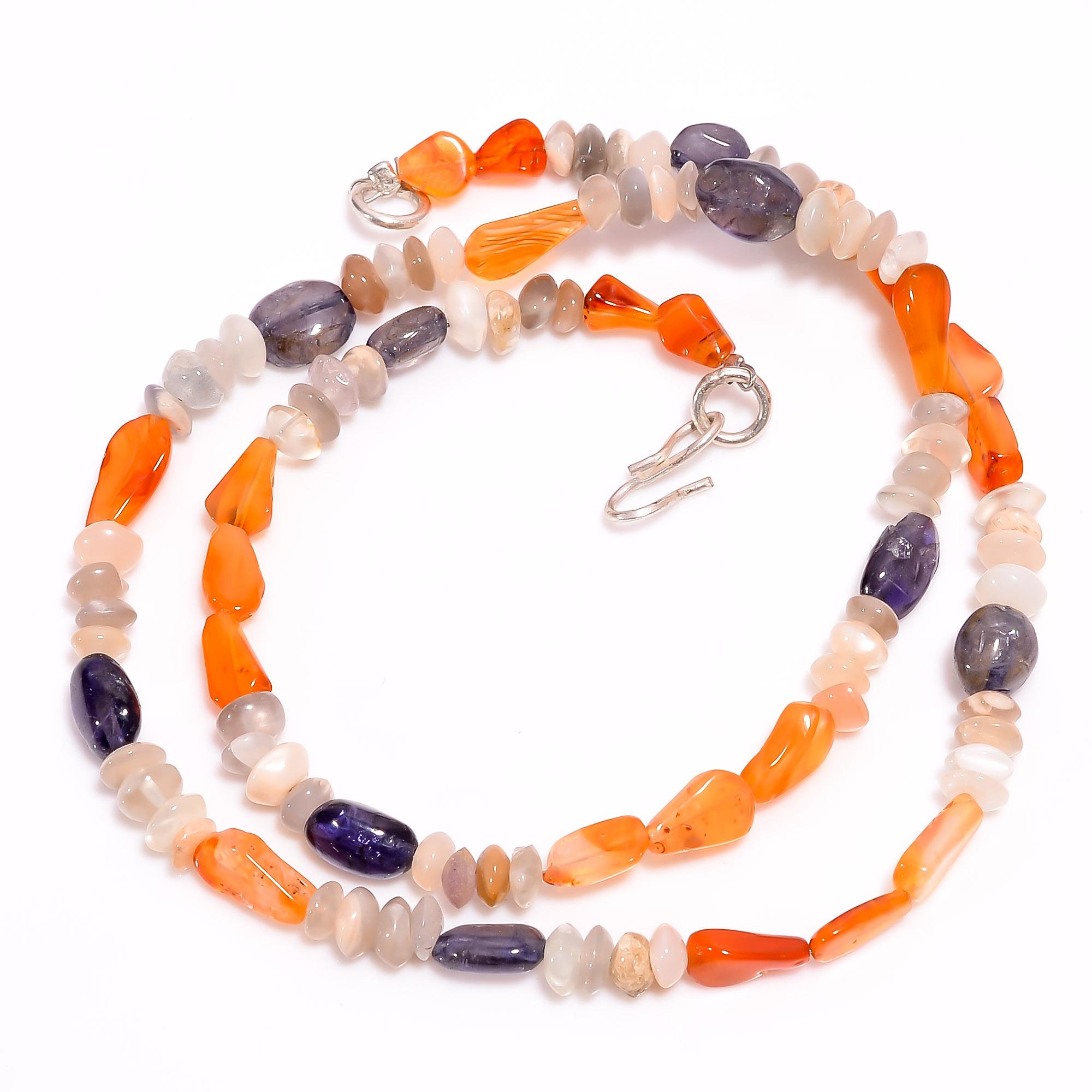 Natural Carnelian Iolite Moonstone Mix Shape Smooth Beads Necklace 4-11 mm 18 UB-8464
Natural Carnelian Iolite Moonstone Mix Shape Smooth Beads Necklace 4-11 mm 18 UB-8464