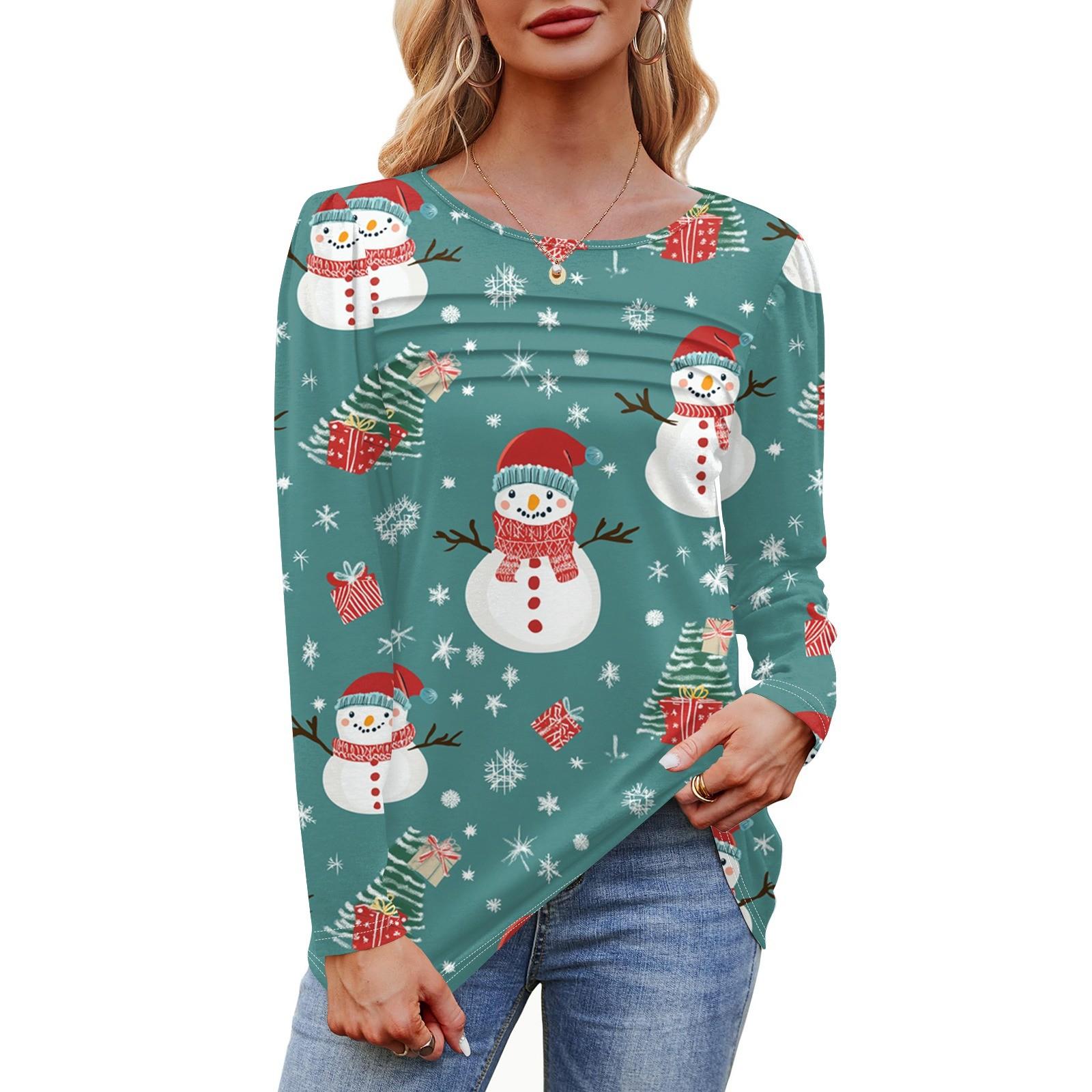 Женская футболка с круглым вырезом и длинными рукавами с принтом рождественской елки и снежинки XXL
Женская футболка с круглым вырезом и длинными рукавами с принтом рождественской елки и снежинки XXL