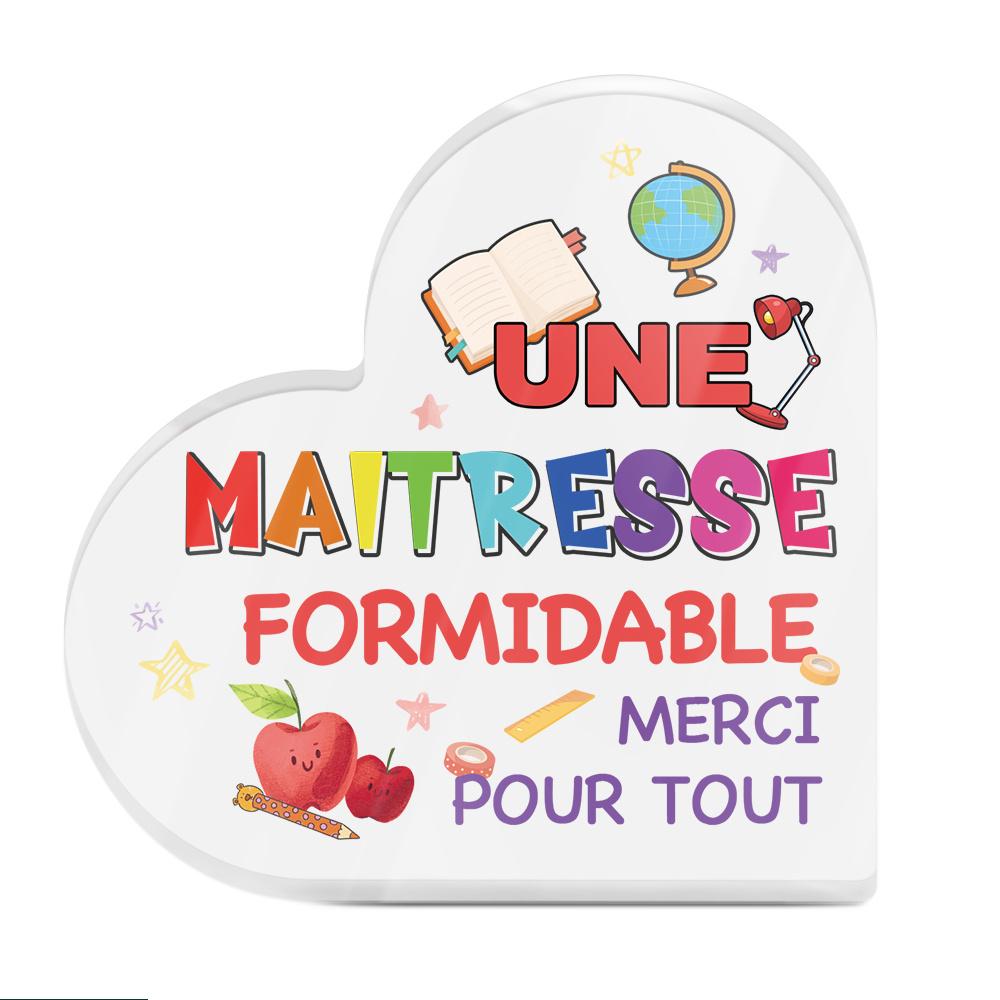 Inspired Heart-Shaped Acrylic Tabletop Decor - Une Maitresse Formidable Merci Pour Tout with Apple & Pencil Design, Perfect Gift for Teachers, Teach 10*10cm
Inspired Heart-Shaped Acrylic Tabletop Decor - Une Maitresse Formidable Merci Pour Tout with Apple & Pencil Design, Perfect Gift for Teachers, Teach 10*10cm