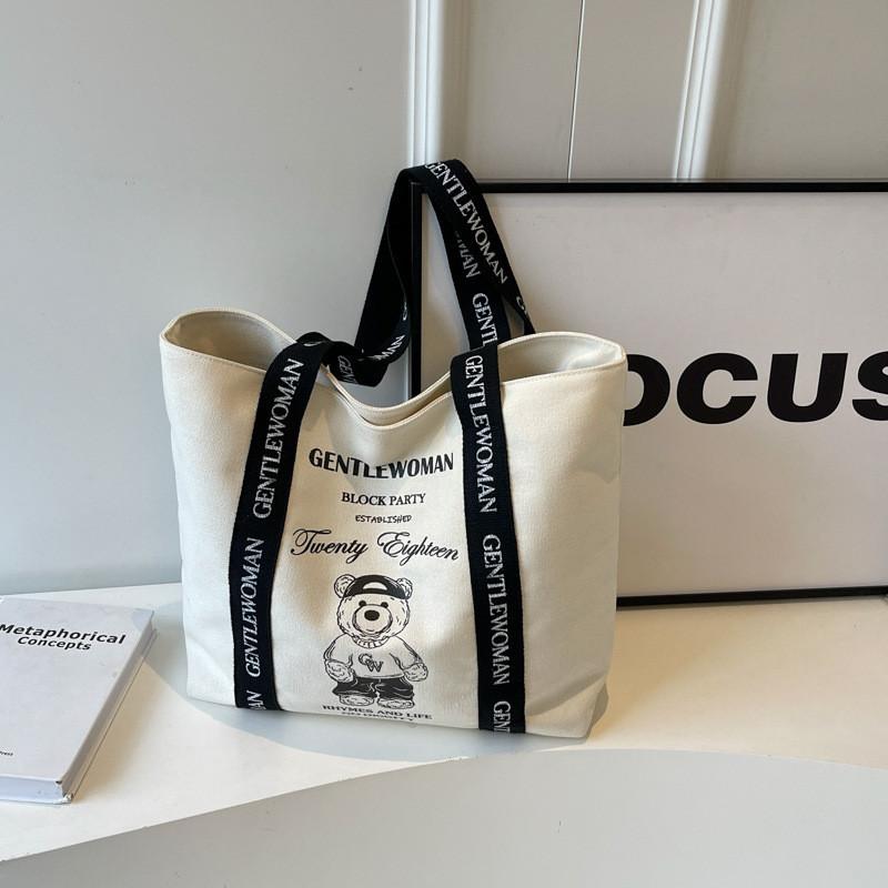 Cute Cartoon Bear Pattern Canvas Bag Women 2024gentlewoman Fashionable Colorful Shoulder Tote Bag White Black
Cute Cartoon Bear Pattern Canvas Bag Women 2024gentlewoman Fashionable Colorful Shoulder Tote Bag White Black