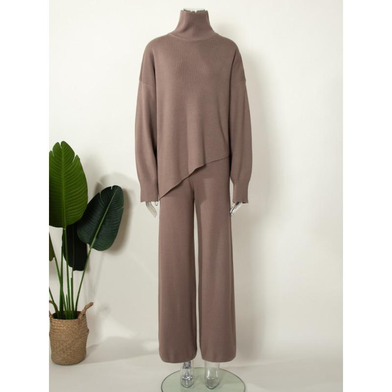Жіночий осінньо-зимовий трикотажний напіввисокий джемпер із нерівними скошеними краями, широкі брюки, комплект із двох частин S світло-коричневого кольору
Жіночий осінньо-зимовий трикотажний напіввисокий джемпер із нерівними скошеними краями, широкі брюки, комплект із двох частин S світло-коричневого кольору