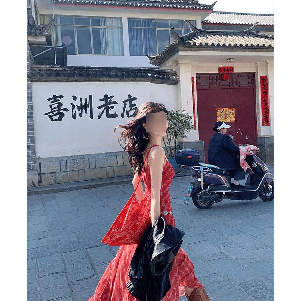 New casual temperament waist thin splicing casual new women s red plaid long suspender 14 meters dress women XL- (recommended 110-60kg)
New casual temperament waist thin splicing casual new women s red plaid long suspender 14 meters dress women XL- (recommended 110-60kg)