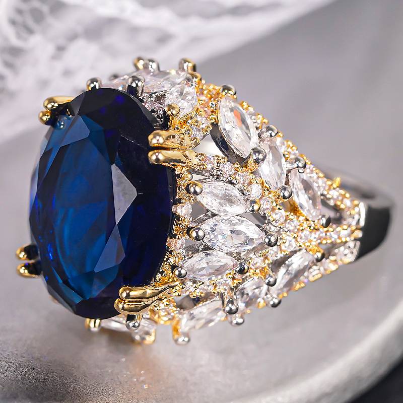 Huitan Women Two Tone Ring Gorgeous Inlaid Brilliant Blue CZ Noble Wedding Party Accessories Fancy Trendy Zircon for Engagement 10
Huitan Women Two Tone Ring Gorgeous Inlaid Brilliant Blue CZ Noble Wedding Party Accessories Fancy Trendy Zircon for Engagement 10