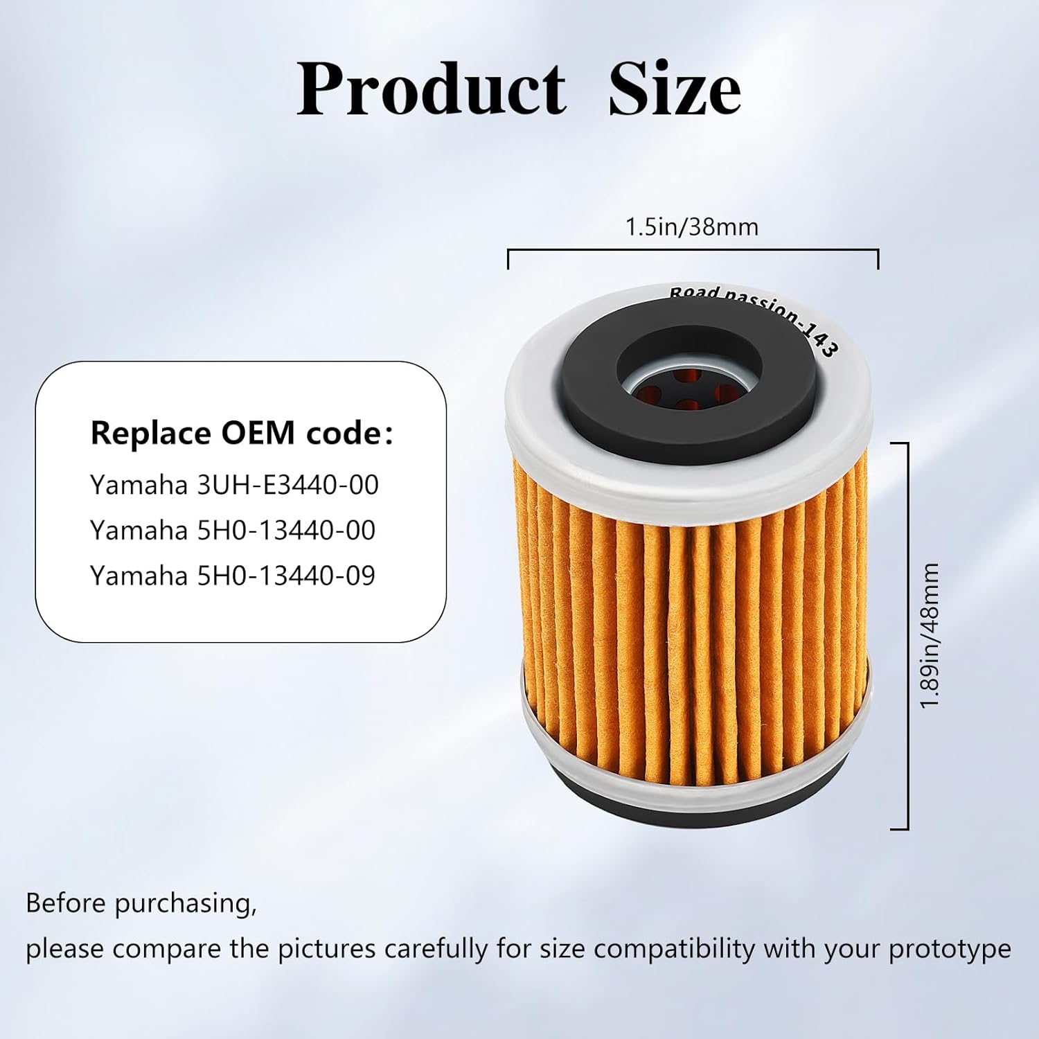 Road Passion 3UH-E3440-00 5H0-13440-00 5H0-13440-09 Oil Filter for Yamaha YFM230 Bear Tracker 230 2003-2004 / YFM250 Bear Tracker 250 1991-2004
Road Passion 3UH-E3440-00 5H0-13440-00 5H0-13440-09 Oil Filter for Yamaha YFM230 Bear Tracker 230 2003-2004 / YFM250 Bear Tracker 250 1991-2004