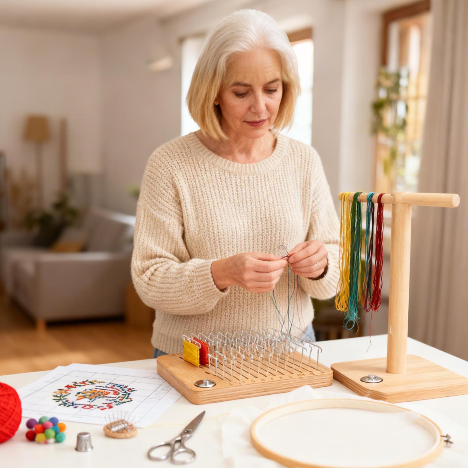 Embroidery Thread Organizer 24-Slot Spool Holder Rack Magnetic Design Wooden Floss Organizer for Arts String Sewing Needlework CN
Embroidery Thread Organizer 24-Slot Spool Holder Rack Magnetic Design Wooden Floss Organizer for Arts String Sewing Needlework CN