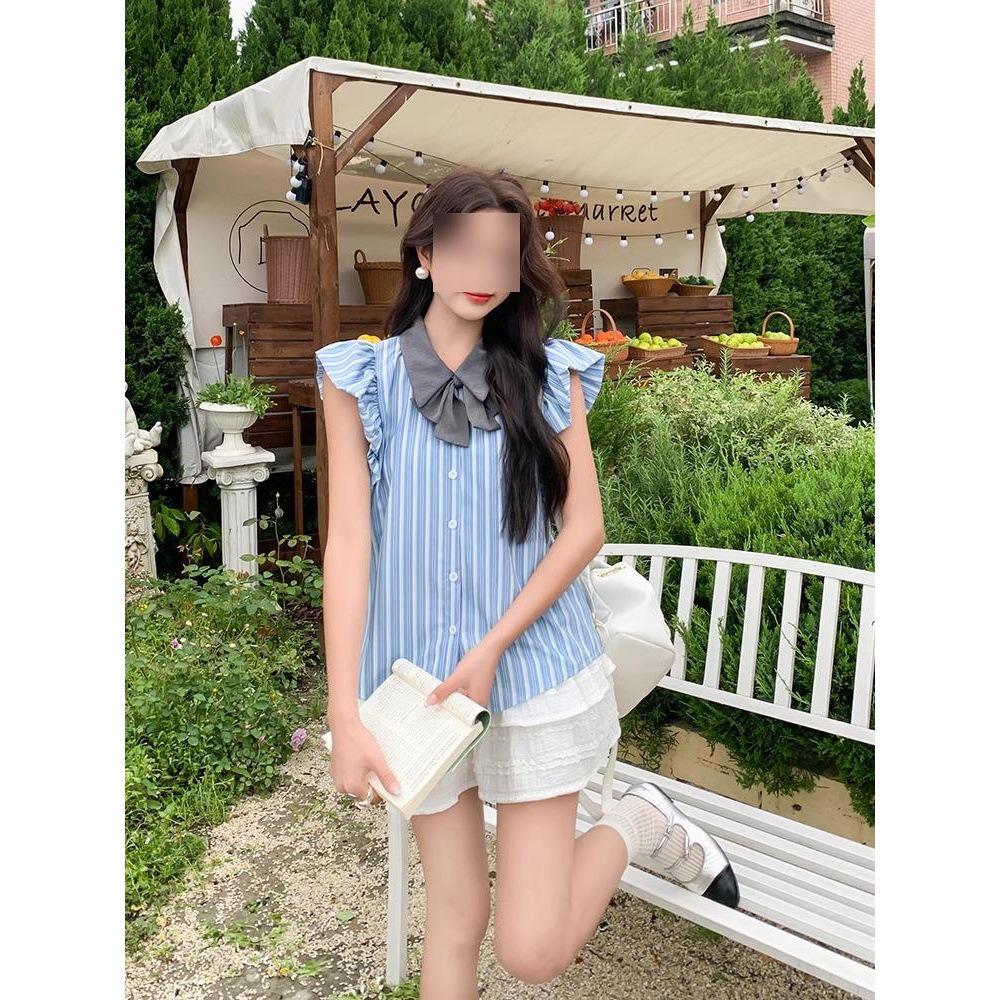 Женский комплект из двух предметов в стиле преппи: полосатая рубашка с пышными рукавами и короткая юбка-торт S (under 45kg) синий
Женский комплект из двух предметов в стиле преппи: полосатая рубашка с пышными рукавами и короткая юбка-торт S (under 45kg) синий