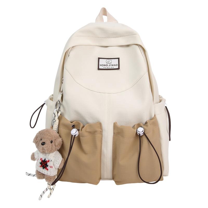 Унисекс Легкий Дорожный Рюкзак Блок Цвета Большой Вместимости Студенческий Школьный Рюкзак хаки