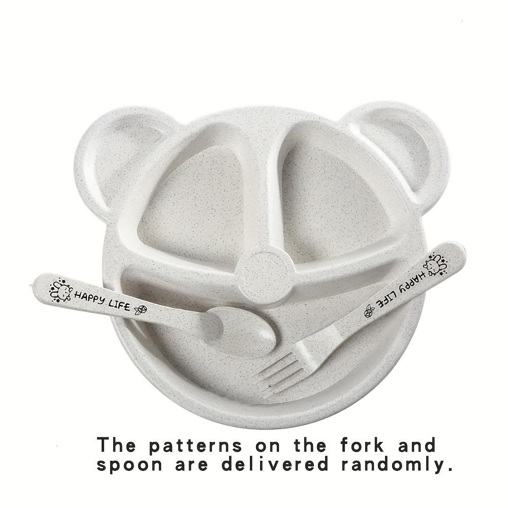 Wheat straw cartoon toddler divided dinner plate set, safe bear tableware with fork spoon for baby kindergarten use
Wheat straw cartoon toddler divided dinner plate set, safe bear tableware with fork spoon for baby kindergarten use