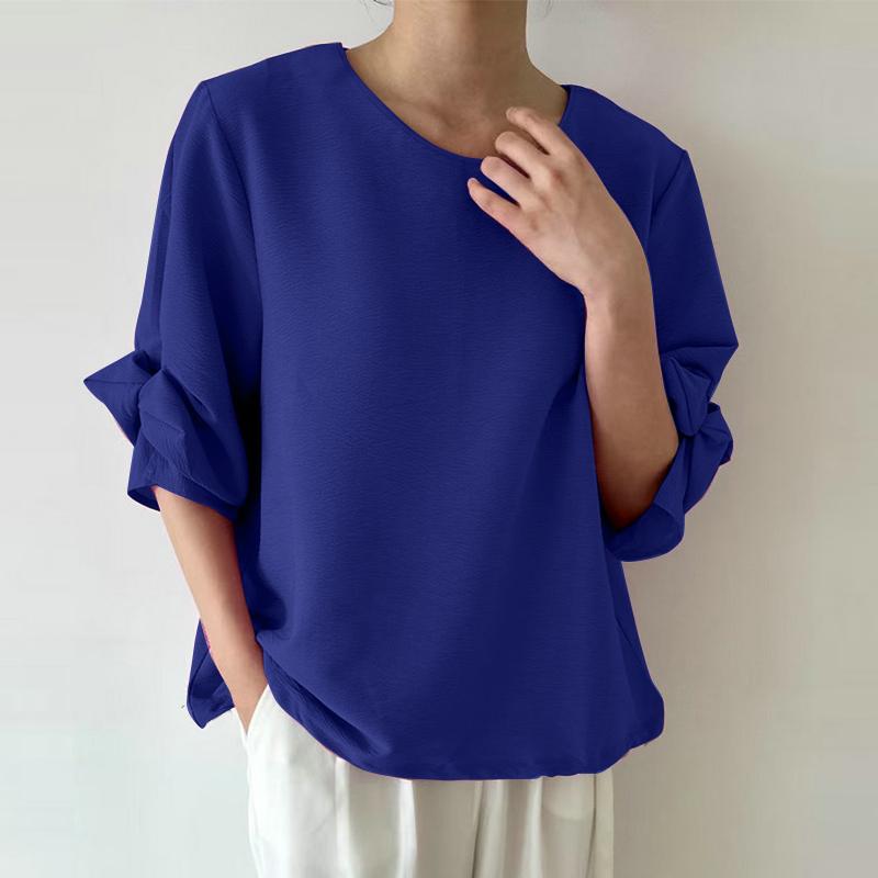 ZANZEA Women Summer Round Neck Loose 3/4 Sleeve Plain Blouse S темно-синього кольору
ZANZEA Women Summer Round Neck Loose 3/4 Sleeve Plain Blouse S темно-синього кольору