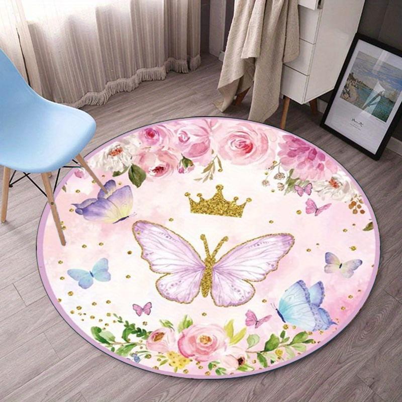 Butterfly Crown Pink Floral Round Rug Princess Theme Kids Room Decor Baby Nursery Floor Mat Crystal Velvet Carpet 60cm
Butterfly Crown Pink Floral Round Rug Princess Theme Kids Room Decor Baby Nursery Floor Mat Crystal Velvet Carpet 60cm
