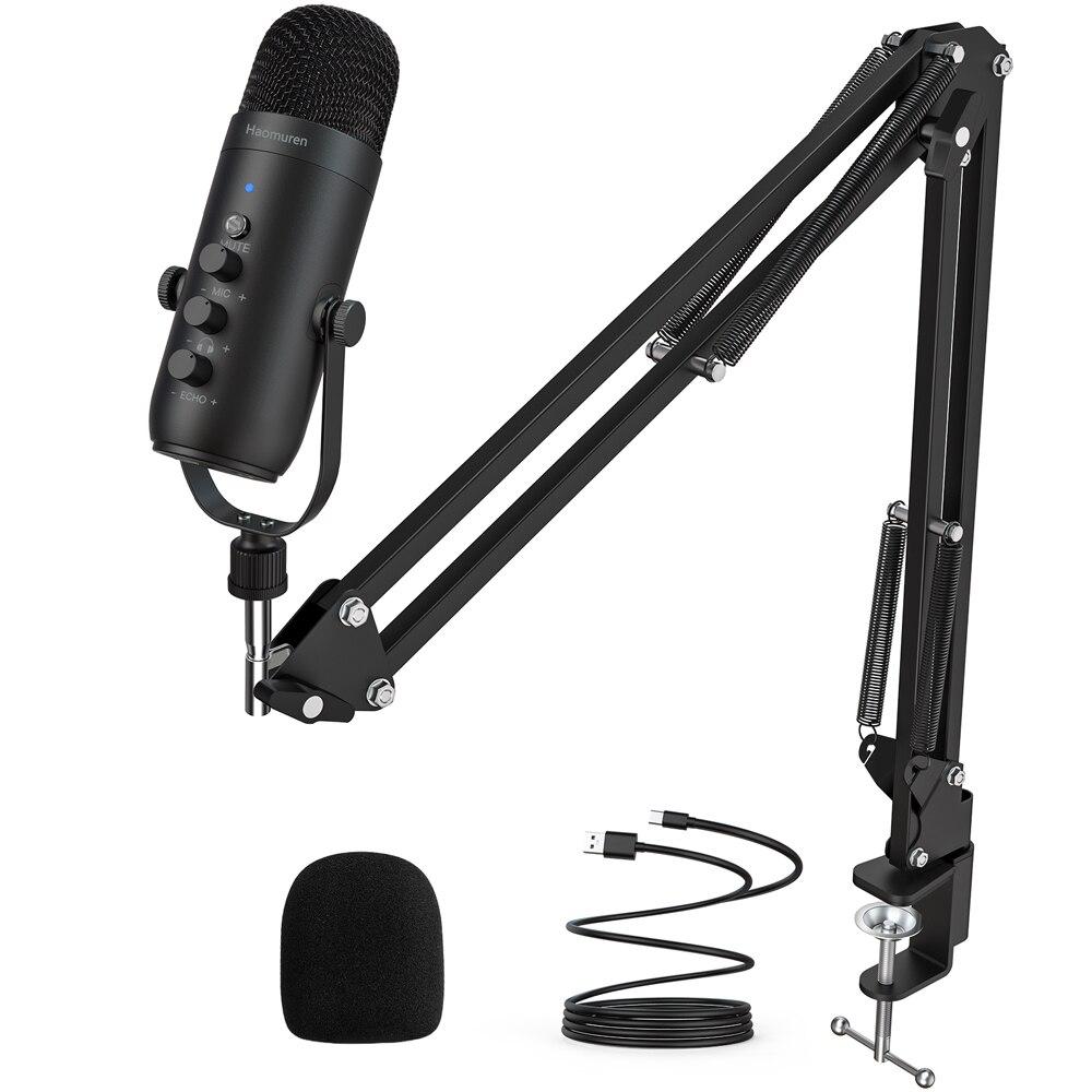 Haomuren Professional USB Streaming Podcast PC Microphone Studio Cardioid Condenser Mic Kit with Boom Arm For Recording YouTube чорний
Haomuren Professional USB Streaming Podcast PC Microphone Studio Cardioid Condenser Mic Kit with Boom Arm For Recording YouTube чорний