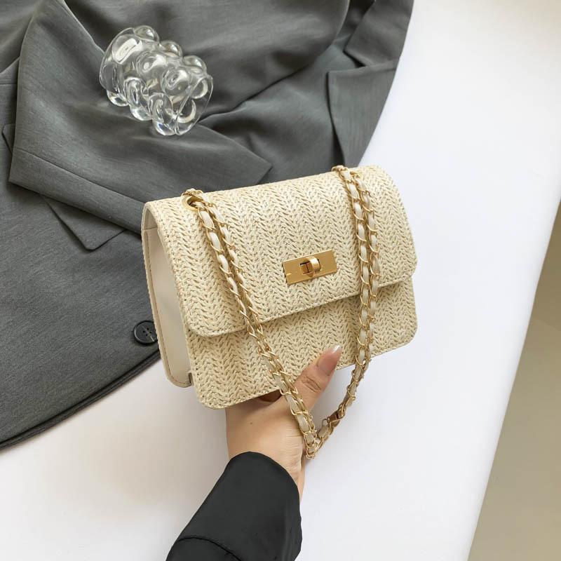 Повседневная простая маленькая квадратная сумка для женщин, модная плетеная сумка на лето, новая простая и модная сумка через плечо на одно плечо