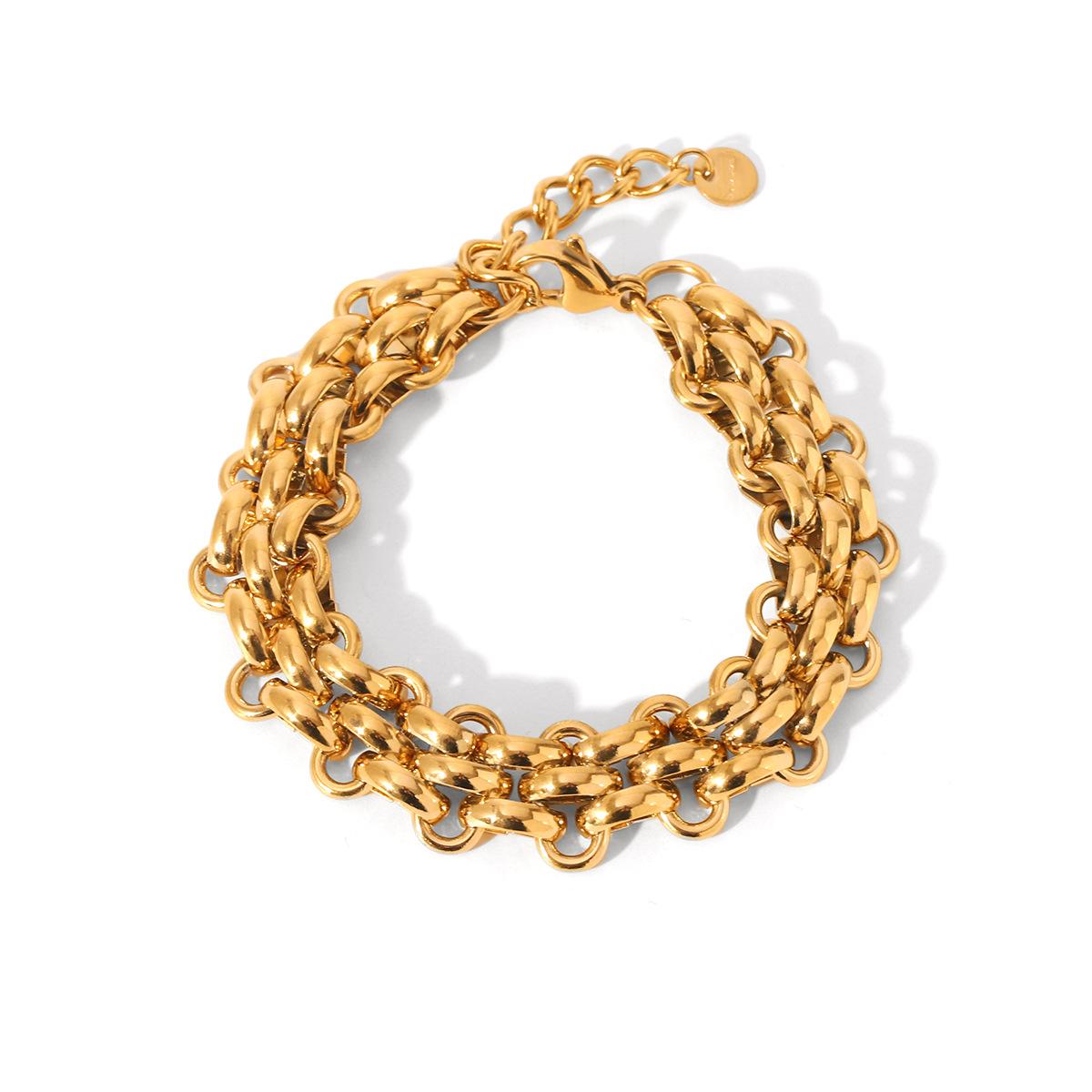 Stylish Ring Buckle 18K Gold Braided Bracelet for Women, Fashionable Unique Trendy Titanium Steel Hand Jewelry
Stylish Ring Buckle 18K Gold Braided Bracelet for Women, Fashionable Unique Trendy Titanium Steel Hand Jewelry