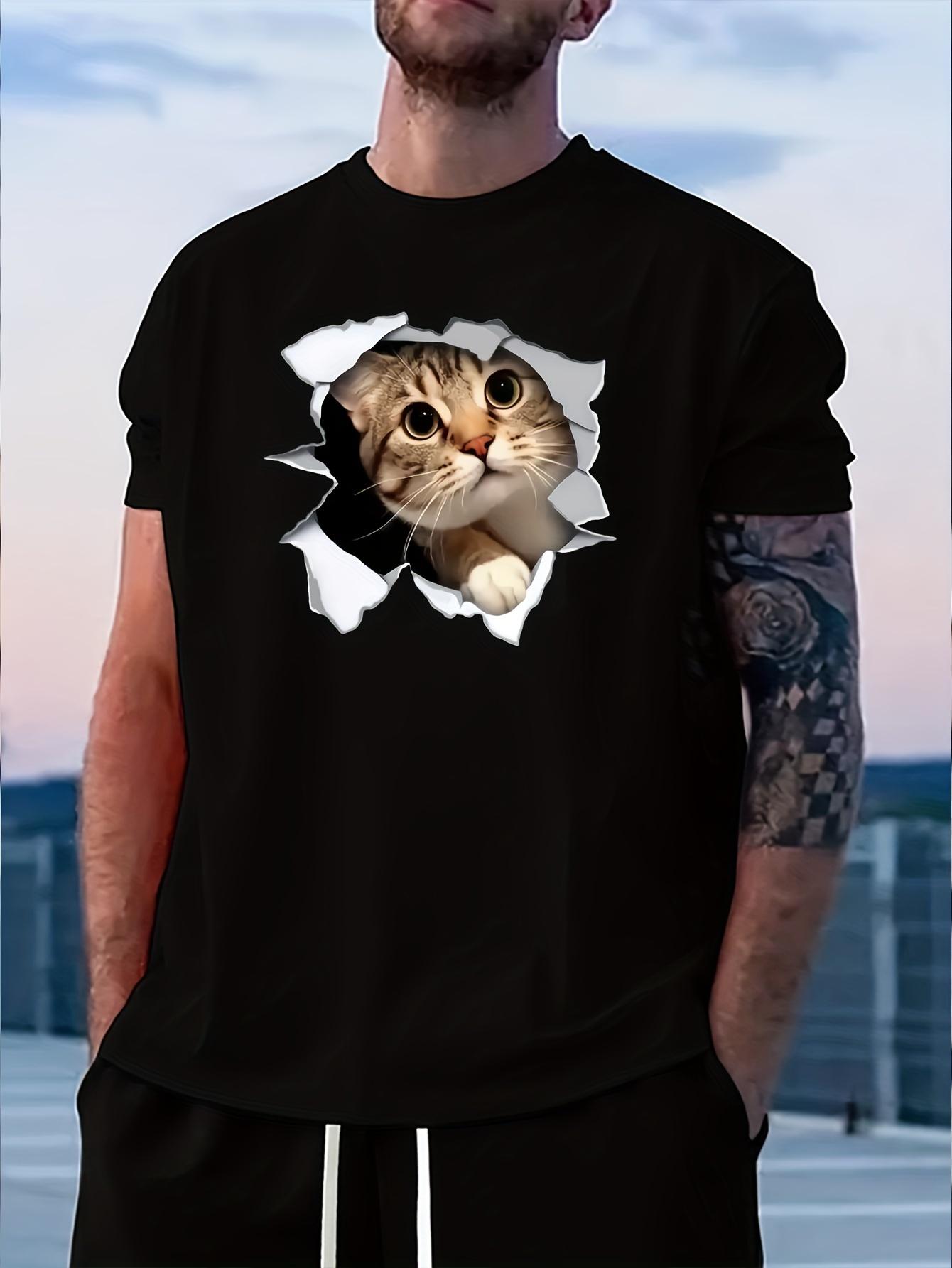 Cat Print Crew Neck Fashionable Short Sleeve Sports T-shirt L
Cat Print Crew Neck Fashionable Short Sleeve Sports T-shirt L
