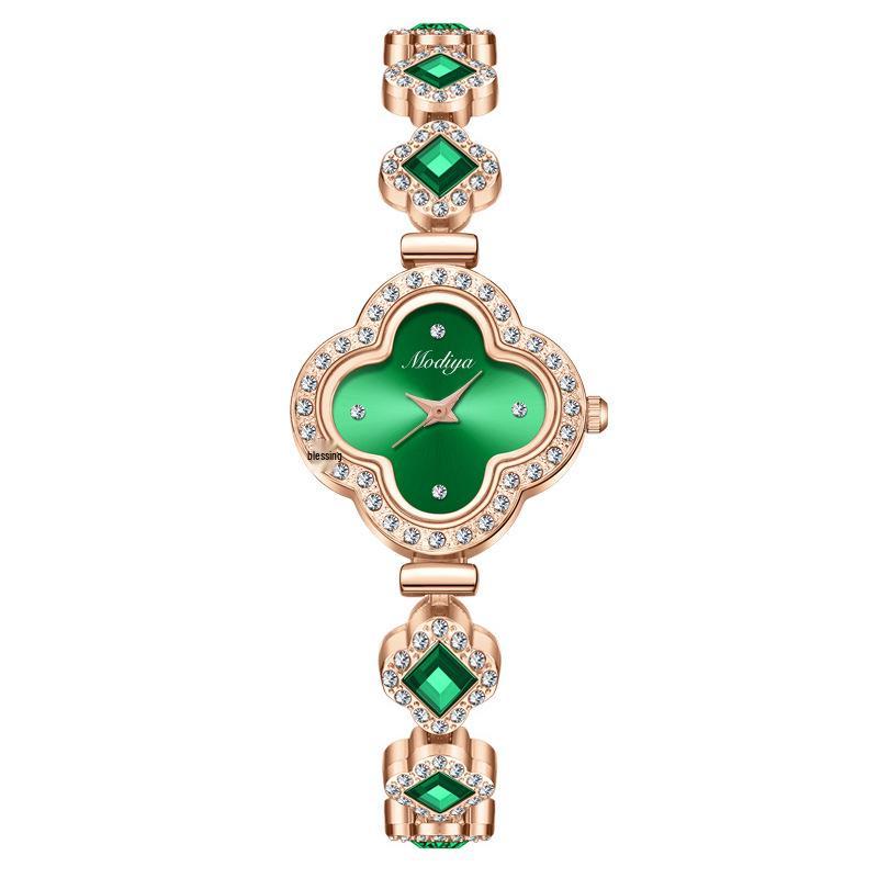 Доступные женские роскошные часы с зеленым кварцем, дизайном четырехлистного клевера, инкрустированного бриллиантами, и браслетом. зелёный
Доступные женские роскошные часы с зеленым кварцем, дизайном четырехлистного клевера, инкрустированного бриллиантами, и браслетом. зелёный