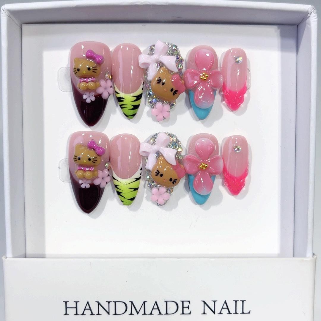 Sweet Cool Spice Girl French Almond Nail KT Cute Style Three-dimensional Carving Handmade Wearing Nail Patch XS
Sweet Cool Spice Girl French Almond Nail KT Cute Style Three-dimensional Carving Handmade Wearing Nail Patch XS