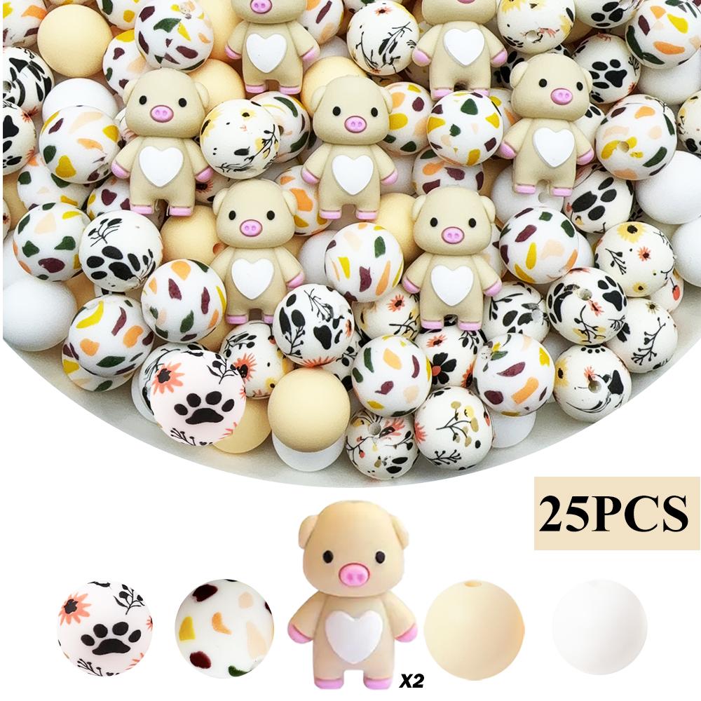 25/34/52PCS piglet, calf, duck silicone bead set, perfect for DIY handmade crafts such as keychains, necklaces, bracelets, etc
25/34/52PCS piglet, calf, duck silicone bead set, perfect for DIY handmade crafts such as keychains, necklaces, bracelets, etc